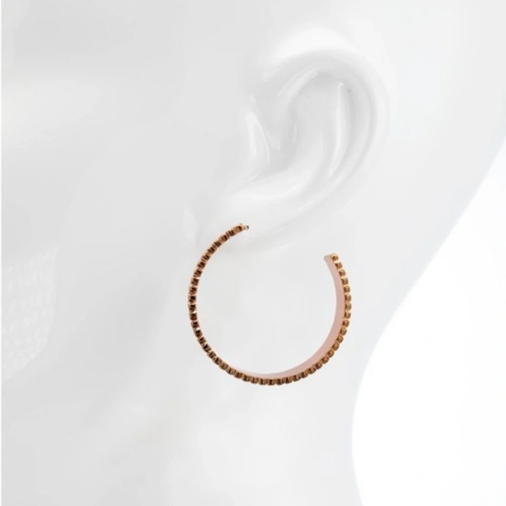 Gold Hoop Earrings with Red Leopard Print Accent